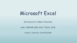 Basic Formulas and Functions in Excel