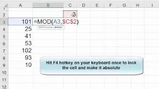 Returns the reminder after a number is divided by a divisor, MOD function