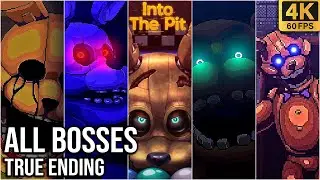 FNAF: Into the Pit - All Bosses & Animatronic Encounters + True  Ending (4K60fps)