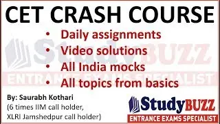 CET 2020 crash course | Daily assignments, video solutions, basics to CET level, all topics covered