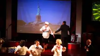 Dance. Grandpa is dancing with grandmas. Дедушка танцует с бабушками.