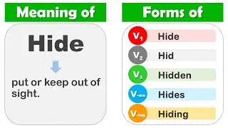 Hide Past Tense, V1 V2 V3 V4 V5 Form Of Hide, Past Participle Of Hide and Example Sentences