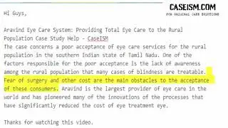 Aravind Eye Care System: Providing Total Eye Care to the Rural Population Case Study Help