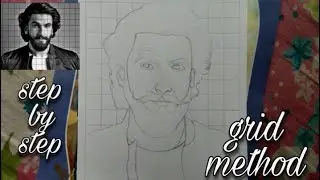 How to draw outline using grid method / ranveer singh drawing step by step