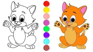 How to draw a cat step by step 🐱🐈 Painting and Coloring for Kids & Toddlers