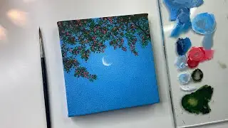 Moon painting/acrylic painting tutorial/ acrylic painting for beginners