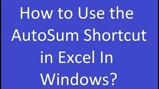 How to Use the AutoSum Shortcut in Excel In Windows?