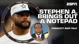 Stephen A. TAKES NOTES ✍️🗒️ FIRED UP over Dak Prescott MVP talk: 'Who gives a damn?!' 👀 | First Take