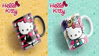 Plantillas para sublimar tazas de hello kity