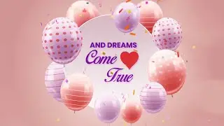 Floating Balloons 3D Birthday Wishes Slideshow After Effects Template