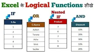 Excel Logical Functions  IF AND OR NESTED IF in Hindi By TeachToeach