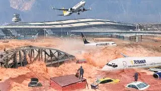 Barcelona Airport Submerged! Severe Flooding in Spain Sweeps Away Cars and People