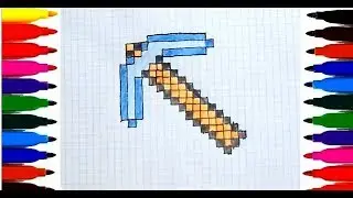 Как нарисовать КИРКУ ИЗ МАЙНКРАФТА по клеточкам? - How to draw a pickaxe on the cell Minecraft.