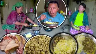 Pork & Jungle Mushroom Recipe Cooking & Eating in village | eating vlog village | local village food