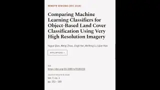 Comparing Machine Learning Classifiers for Object-Based Land Cover Classification Usi... | RTCL.TV