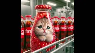 Poor Strawberry cat was caught making soda #cat #funny #cute #love