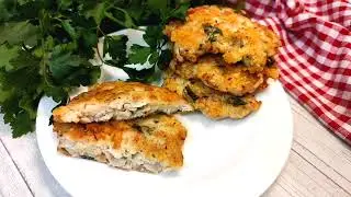 Рубленые шницели из курицы с сыром и свежей зеленью!