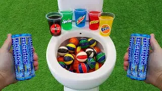 Basketball VS Popular Sodas !! Mtn Dew, Coca Cola, Fanta, Sprite, Schweppes and Mentos in the toilet