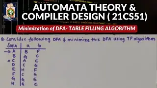 Automata Theory |TABLE FILLING ALGORITHM- Minimization of DFA| Problem 1 | ATCD-21CS51