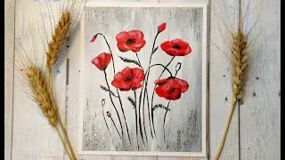 How to Paint Flowers | Poppies | Glitter | Painting tutorial | Easy Acrylic Painting for Beginners