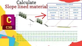 Calculate lined material on slope in Civil 3d