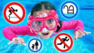 Manu e Julinha aprendem Novas regras de segurança para crianças na piscina