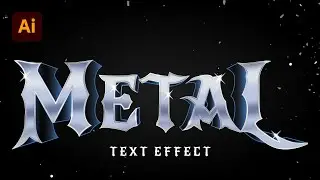 Shiny Chrome Text Effect in Illustrator (Timelapse)