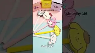 Diy POMPOMPURIN  Pen 🤩 #shots #shorts #youtubeshorts #sanrio  #trending #pendecoration #diy