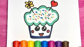 Drawing and Coloring a Cute CUPCAKE 🧁 Drawings for Kids