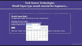 Html5 Input type month | Input type=month | Html5 Input types