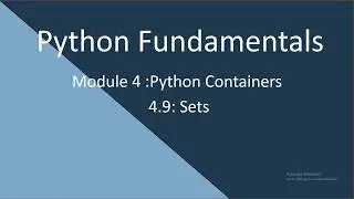 4.9 Python Fundamental. Set and set methods