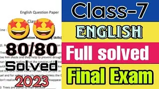 Pseb class 7 English final paper solved 2023 ✓ 