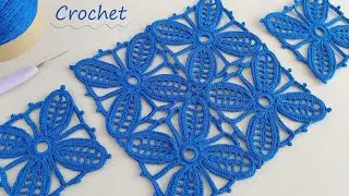 Магический КВАДРАТНЫЙ МОТИВ "Клевер" вязание крючком МК 🌿Beautiful Pattern Crochet square motifs🌿