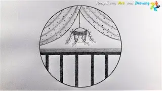 Draw a Beautiful Scenery in Circle | Pencil Drawing
