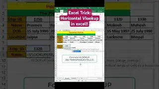 Excel Trick: Horizontal Vlookup in excel!! #shortvideo