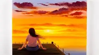 Sunset Painting for Beginners | Sunset Acrylic Painting | Aham Art