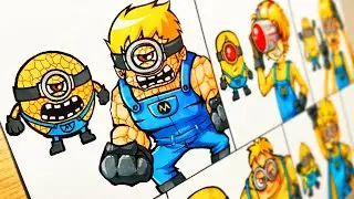 Drawing Mega Minions but Human : Dave, Mel, Gus, Tim, Jerry [Despicable Me 4]