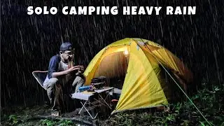 SOLO CAMPING HEAVY RAIN - SET UP A TENT IN RAIN