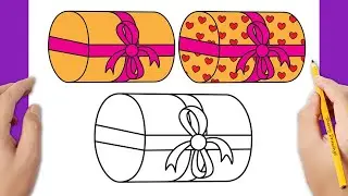 Christmas drawing: How to draw a gift box / How to draw a present box for Christmas