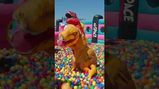 Dinosaurs IN A BALL PIT 🦖🔴🔵🟣! #blippi #shorts