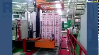 Reisopack: мод 2904 автоматическая линия стреппирования паллет с фруктами на конвейере