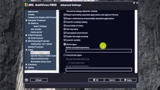 AVG 2016 Free Antivirus advanced settings