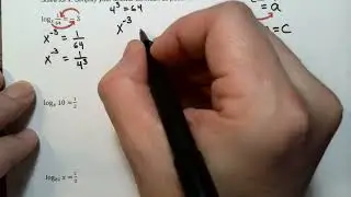 Solving an equation of the form Log base b of a equals c. Switch between logarithm and exponential.