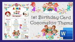 1st Birthday Card/ Picture Frame - Cocomelon Theme - Microsoft Word