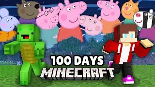 JJ and Mikey SURVIVED 100 days with ALL PEPPA PIG Family in Minecraft Maizen