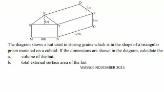 Mensuration WASSCE 2013 November Q2
