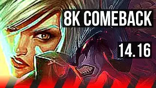 RIVEN vs AATROX (TOP) | 8k comeback, 42k DMG, 1000+ games, Godlike | EUW Master | 14.16