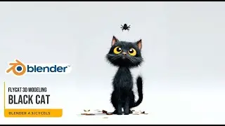 Blender 4.3 - Black Cat 3D Modeling - Rigging - Animation - FlyCat