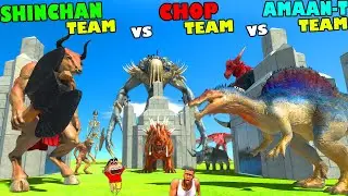 SHINCHAN TEAM vs CHOP TEAM vs AMAAN TEAM in Animal Revolt Battle Simulator | Dinosaur Game ARBS