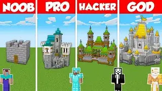 BIGGEST CASTLE HOUSE BUILD CHALLENGE - Minecraft Battle: NOOB vs PRO vs HACKER vs GOD / Animation